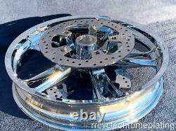 08-20 Harley Chrome 19 Front Enforcer Wheel With 2 Rotors Touring Outright Sale