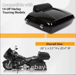 14-26 Harley Touring Glide Razor Trunk with Slim Backrest Mount Rack Withkey