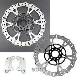 14 Black Floating Front Brake Rotors with Caliper Brackets for Harley Touring