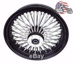 16 x 3.5 48 Fat King Spoke Front Wheel Black Rim Dual Disc Harley Touring Bagger