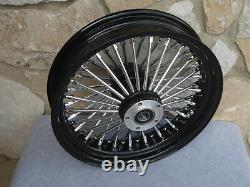 16x3.5 Black Fat 38 Spoke Rear Wheel For Harley Fxst Softail XL Touring 2000-07