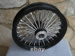 18x3.5 BLACK FAT SPOKE REAR WHEEL HARLEY TOURING FLST 00-07, DYNA 00-07, XL 00-07