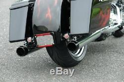 2 Inlet Rinehart Chrome 3.5 Slip-On Black Tip Mufflers Exhaust Harley Touring