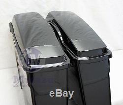 2 into 1 Stretched Extended Touring Hard Saddlebags Black for Harley 97-2013