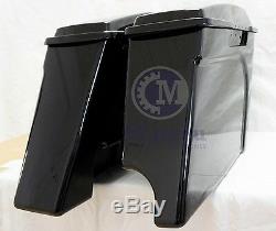 2 into 1 Stretched Extended Touring Hard Saddlebags Black for Harley 97-2013