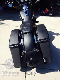 2 into 1 Stretched Extended Touring Hard Saddlebags Black for Harley 97-2013