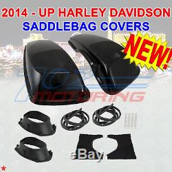 2014 + Up Harley Davidson Touring VIVID Black Hard Saddlebag 6x9 Speaker Lids