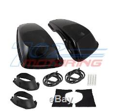 2014 + Up Harley Davidson Touring VIVID Black Hard Saddlebag 6x9 Speaker Lids