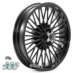 21 18 Black Fat Spoke Wheels Rim Set Dual Disc For Harley Touring Softail Dyna