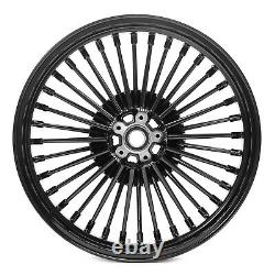 21 18 Black Fat Spoke Wheels Rim Set Dual Disc For Harley Touring Softail Dyna