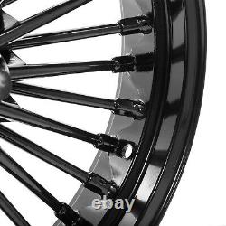 21 18 Black Fat Spoke Wheels Rim Set Dual Disc For Harley Touring Softail Dyna