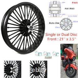 21 3.5'' Golss Black Front Wheel Dual Disc Fat Spoke for Harley Touring Softail