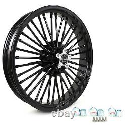 21 3.5'' Golss Black Front Wheel Dual Disc Fat Spoke for Harley Touring Softail