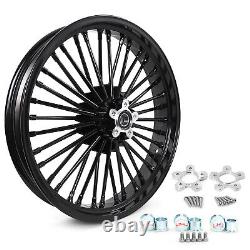 21 Gloss Black Fat Spoke Front Wheel with Rotors 21x3.5 for Harley Touring FLHTC