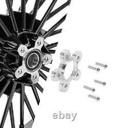 21 Gloss Black Fat Spoke Front Wheel with Rotors 21x3.5 for Harley Touring FLHTC