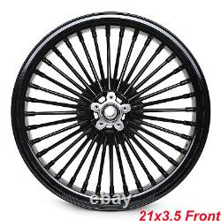 21 Gloss Black Fat Spoke Front Wheel with Rotors 21x3.5 for Harley Touring FLHTC