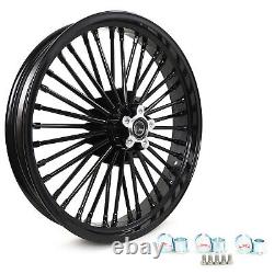 21 Gloss Black Fat Spoke Front Wheel with Rotors 21x3.5 for Harley Touring FLHTC