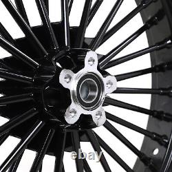 21 Gloss Black Fat Spoke Front Wheel with Rotors 21x3.5 for Harley Touring FLHTC