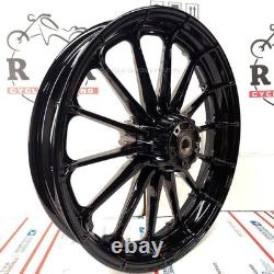 21 Gloss Black Talon Harley Front Wheel Shinko Tire Black Rotor 08-23 Touring
