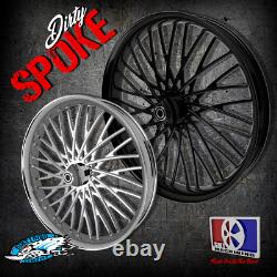 21 Inch Dirty Spoke Dual Disc Set up Motorcycle Wheels Harley Bagger Touring