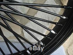 21 X 3.5 Black 48 Fat King Spoke Front Wheel Harley Touring Bagger 2000-07