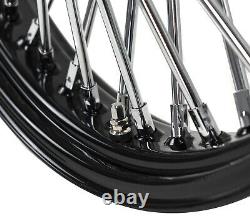 21 x 3.5 46 Fat King Spoke Front Wheel Black Rim Dual Disc Harley Touring Bagger