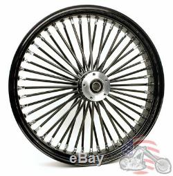 21 x 3.5 48 Fat King Spoke Front Wheel Black Rim Harley Touring Bagger 08-2020