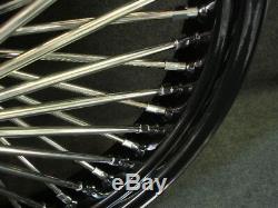 21x3 & 18x4.25 Dna 52 Fat Spoke Black Fat Daddy Wheels 4 Harley Softail Touring
