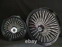 21x3 & 18x5.5 Dna 52 Spoke Fat Daddy Black Wheels For Harley Softail Touring