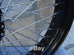 21x3.5 & 16 Black 60 Spoke Wheels Harley Road King Road Glide Touring 2002-07