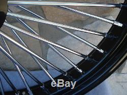 21x3.5 Black Fat Spoke Dual Disc Front Wheel Harley Flt Touring Baggers 2000-07