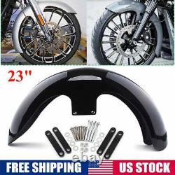 23 Vivid Black Wrap Front Fender Fit For Harley Electra Street Road Glide King