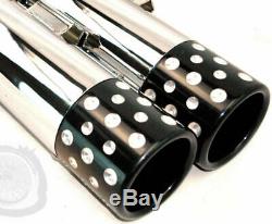 3.5 Chrome Black Contrast Slip On Mufflers Exhaust Pipes Harley Touring 95-16