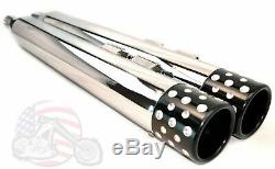 3.5 Chrome Black Contrast Slip On Mufflers Exhaust Pipes Harley Touring 95-16