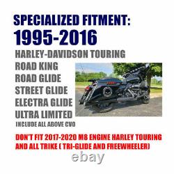 4.4 Matte Black Megaphone Slip On Mufflers for Harley Touring Dual 1995-2016