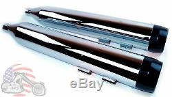 4.5 Chrome Slip-on Mufflers Black Tapered Tip Exhaust Pipes Harley Touring FLH