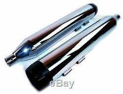4.5 Chrome Slip-on Mufflers Black Tapered Tip Exhaust Pipes Harley Touring FLH