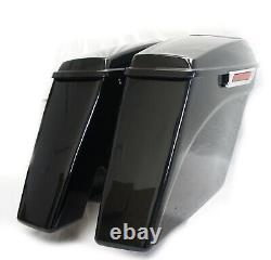 4.5 No cut Out Extended Stretched Saddlebags 6x9 speaker Lids for 14-up Harley