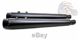 4 Black Megaphone Slip-On Mufflers Exhaust Pipes 95-16 Harley Touring Dresser