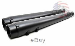 4 Black Megaphone Slip-On Mufflers Exhaust Pipes 95-16 Harley Touring Dresser