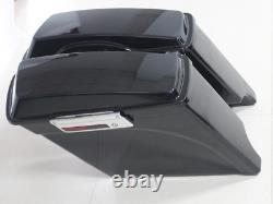 5 Gloss Black Stretched Extended Hard Saddlebags For 1993-2013 Harley Touring