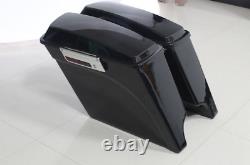 5 Gloss Black Stretched Extended Hard Saddlebags For 1993-2013 Harley Touring