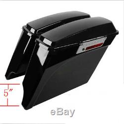 5 Stretched Extended Hard Saddle Bags Trunk For Harley Touring Road King 93-13