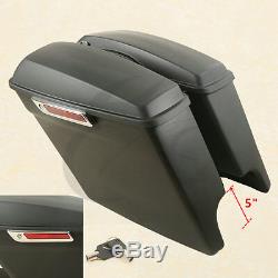 5 Stretched Extended Hard Saddlebags Saddle bags For Harley Touring 2014-2019