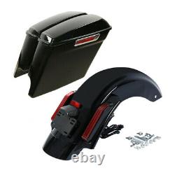 5 Stretched Extended Saddlebags & LED Rear Fender For Harley Touring CVO 14-20