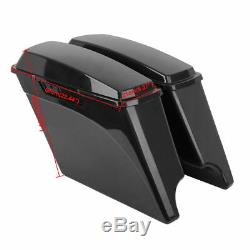 5 Stretched Extended Unpainted Hard Bags Saddlebags Fit for Harley Touring