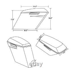5 Stretched Hard Saddlebags With Latches Key Fit For Harley Touring 93-13 Black
