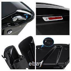 5 Stretched Saddlebags With Latch Key Fit For Harley Davidson Touring 2014-2024