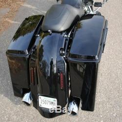 5 Vivid Black Stretched Extended Saddle Bags for Harley Davidson Touring 14-19