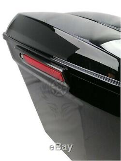 5 Vivid Black Stretched Extended SaddleBags For Harley Touring 14-20 With Latch